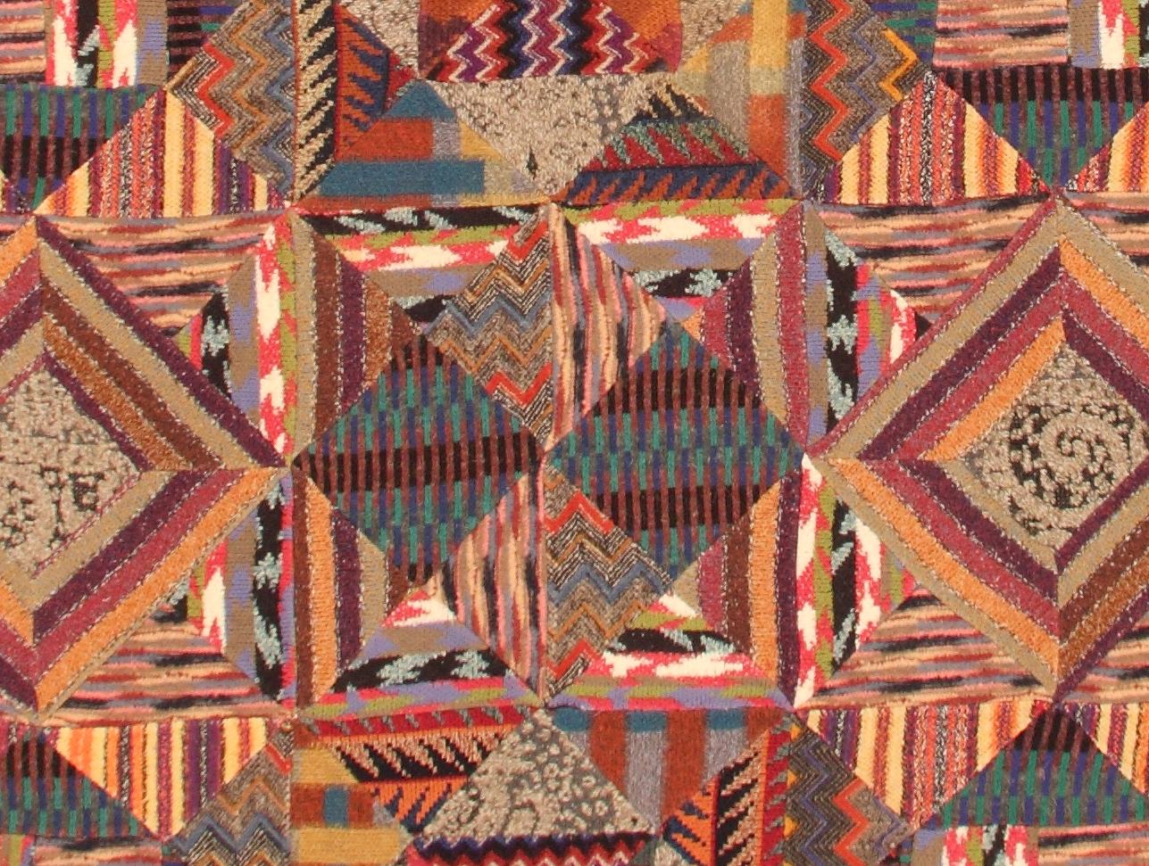 Modern Missoni Patchwork Tapestry Handmade in 1980 By Ottavio Missoni - Rug Carpet RARE For Sale
