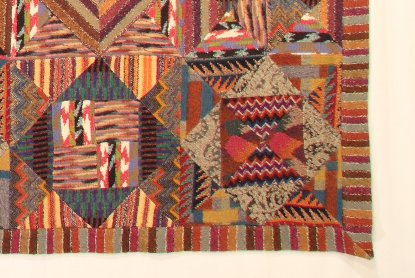 Italian Missoni Patchwork Tapestry Handmade in 1980 By Ottavio Missoni - Rug Carpet  For Sale