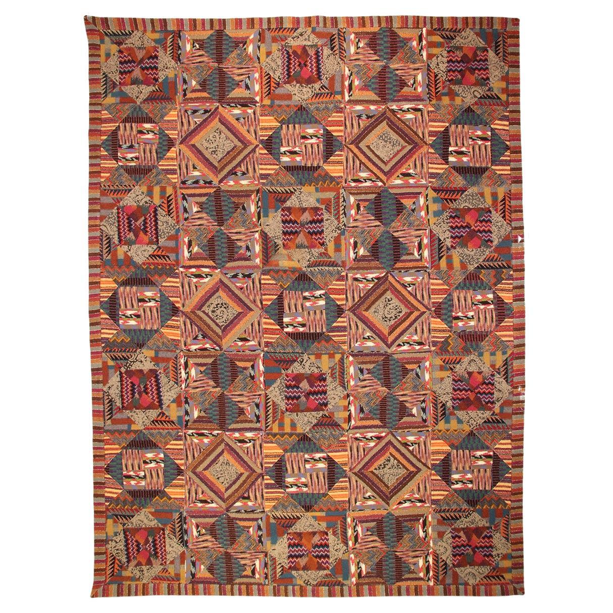Arazzo Patchwork Missoni fatto a mano nel 1980 da Ottavio Missoni - Tappeto RARO in vendita