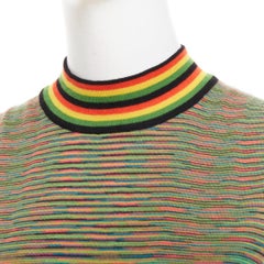 MISSONI Rasta rainbow multicolour graphic wool knitted high neck tank top IT40 S