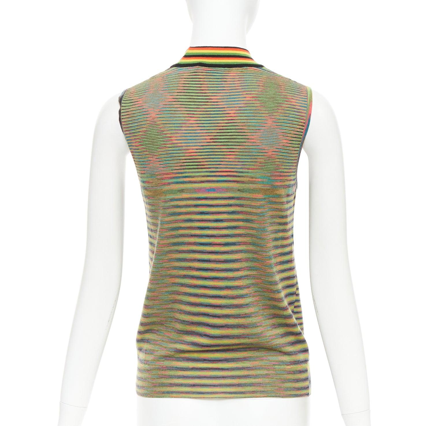 MISSONI Débardeur à col montant en laine à motifs arc-en-ciel multicolores IT40 S Pour femmes en vente