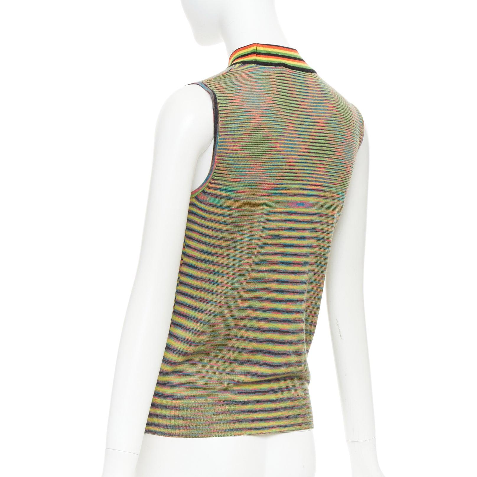 MISSONI Débardeur à col montant en laine à motifs arc-en-ciel multicolores IT40 S en vente 1