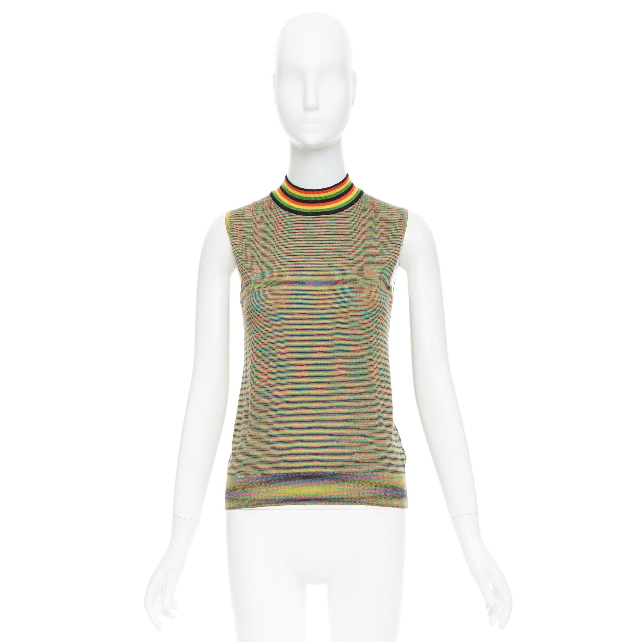 MISSONI Débardeur à col montant en laine à motifs arc-en-ciel multicolores IT40 S en vente 4