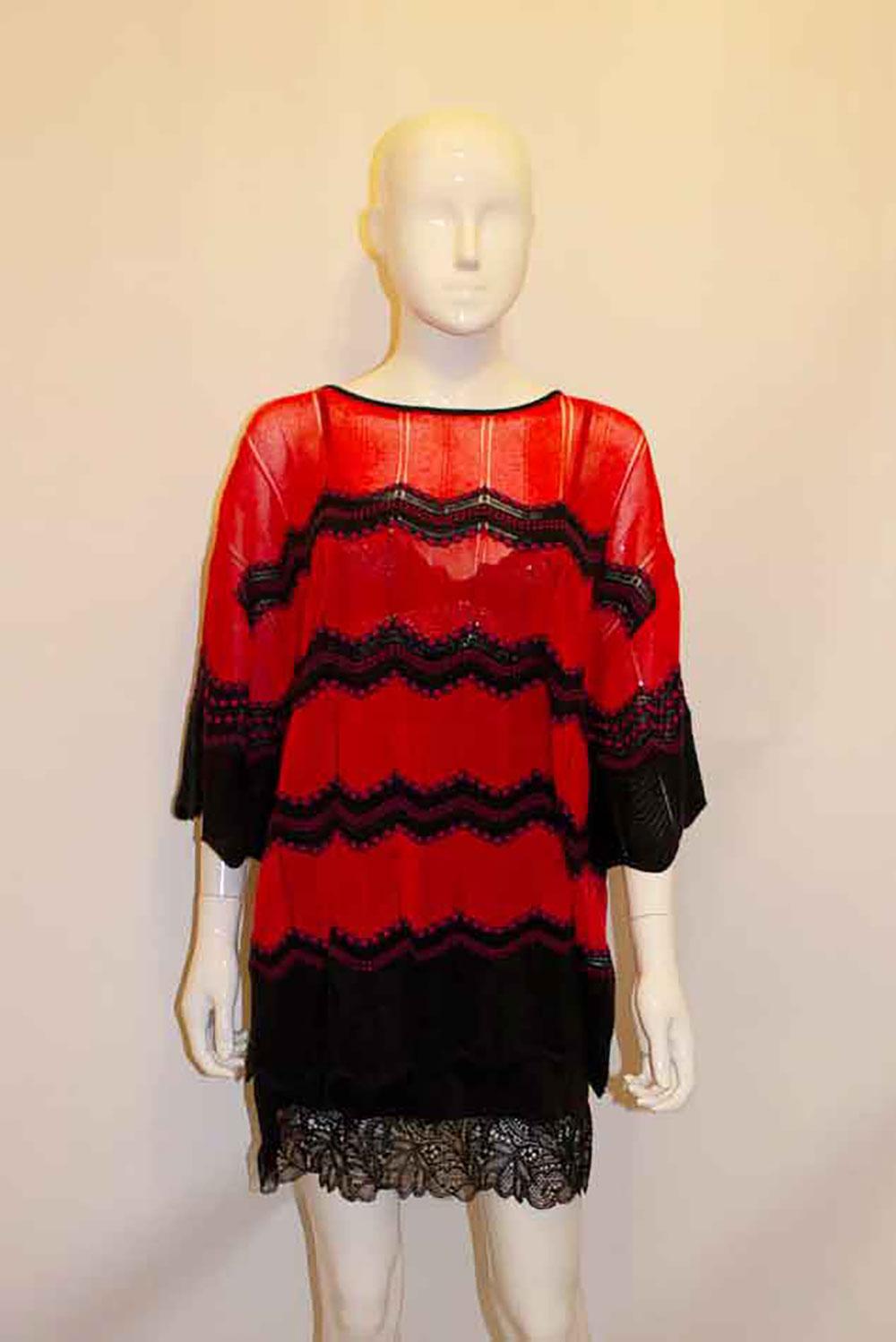 Missoni Red and Black Oversize Top For Sale 1