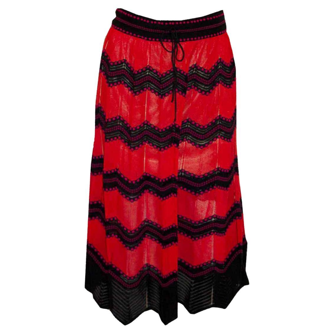 Missoni Red and Black Skirt For Sale
