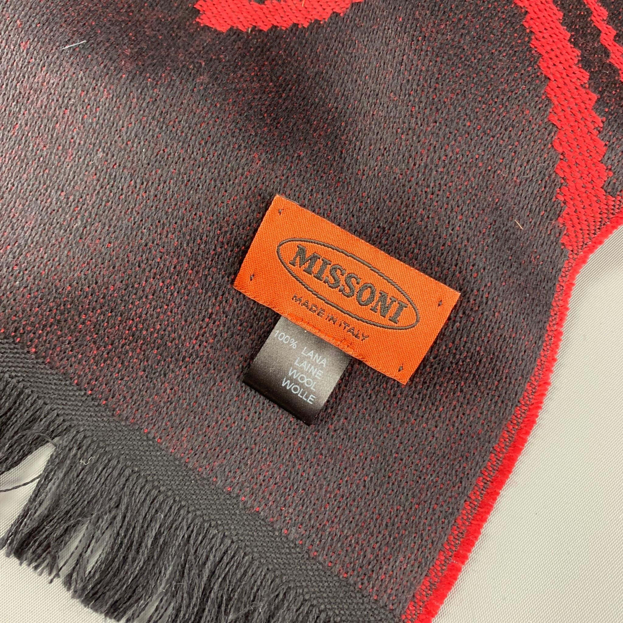 Men's MISSONI Red Black Knitted Lana Wool Scarf