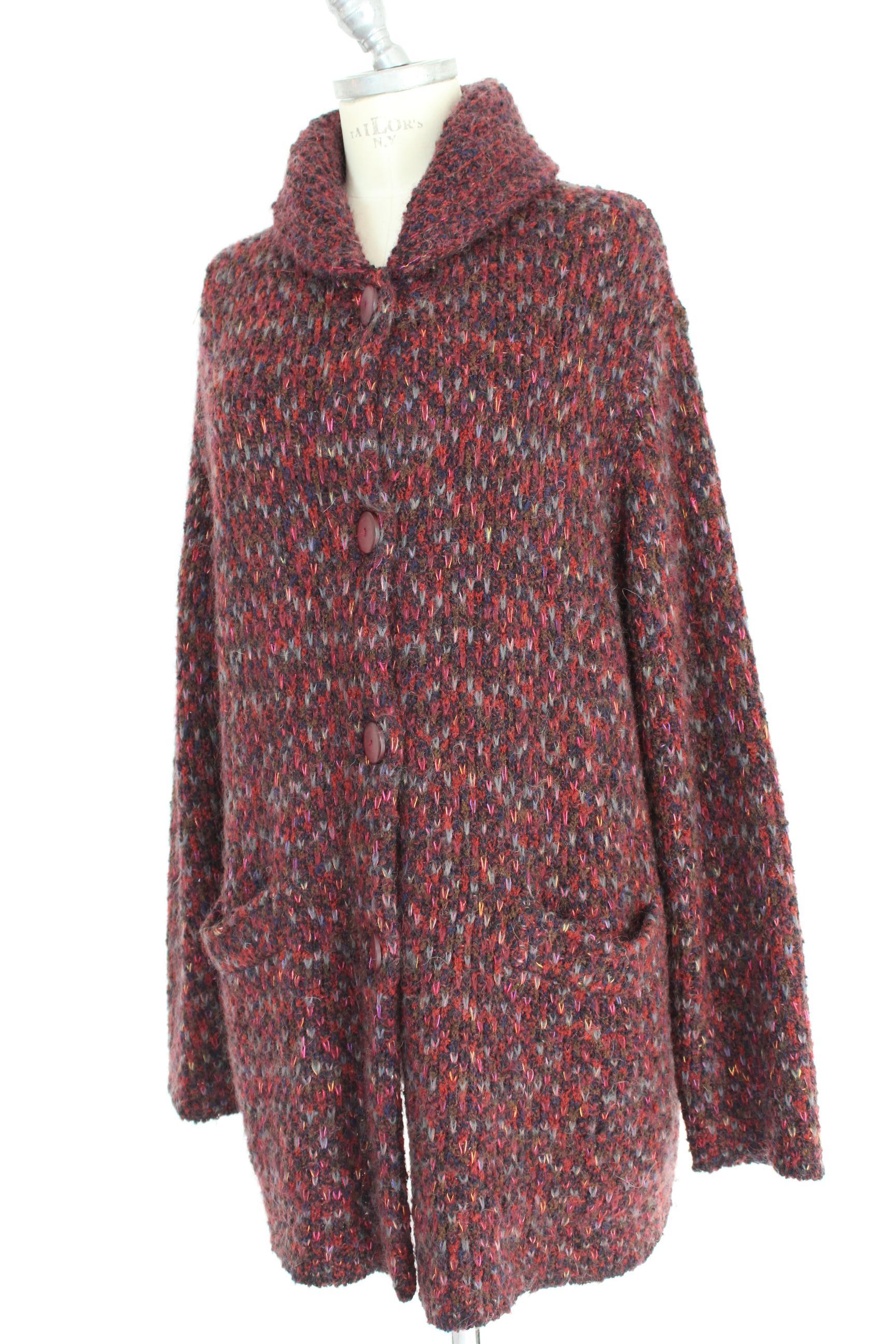 Missoni Red Brown Alpaca Wool Mohair Tweed Jacket 1990s  1