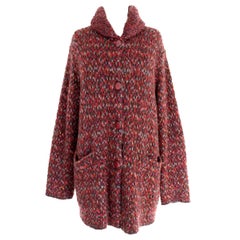 Veste Missoni en tweed d'alpaga:: laine et mohair:: rouge et brun:: 1990