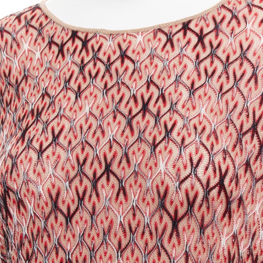 MISSONI red brown wool blend signature chevron contrast knit poncho sweater For Sale 2