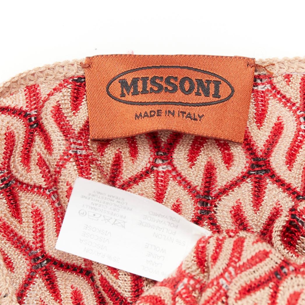 MISSONI red brown wool blend signature chevron contrast knit poncho sweater For Sale 3