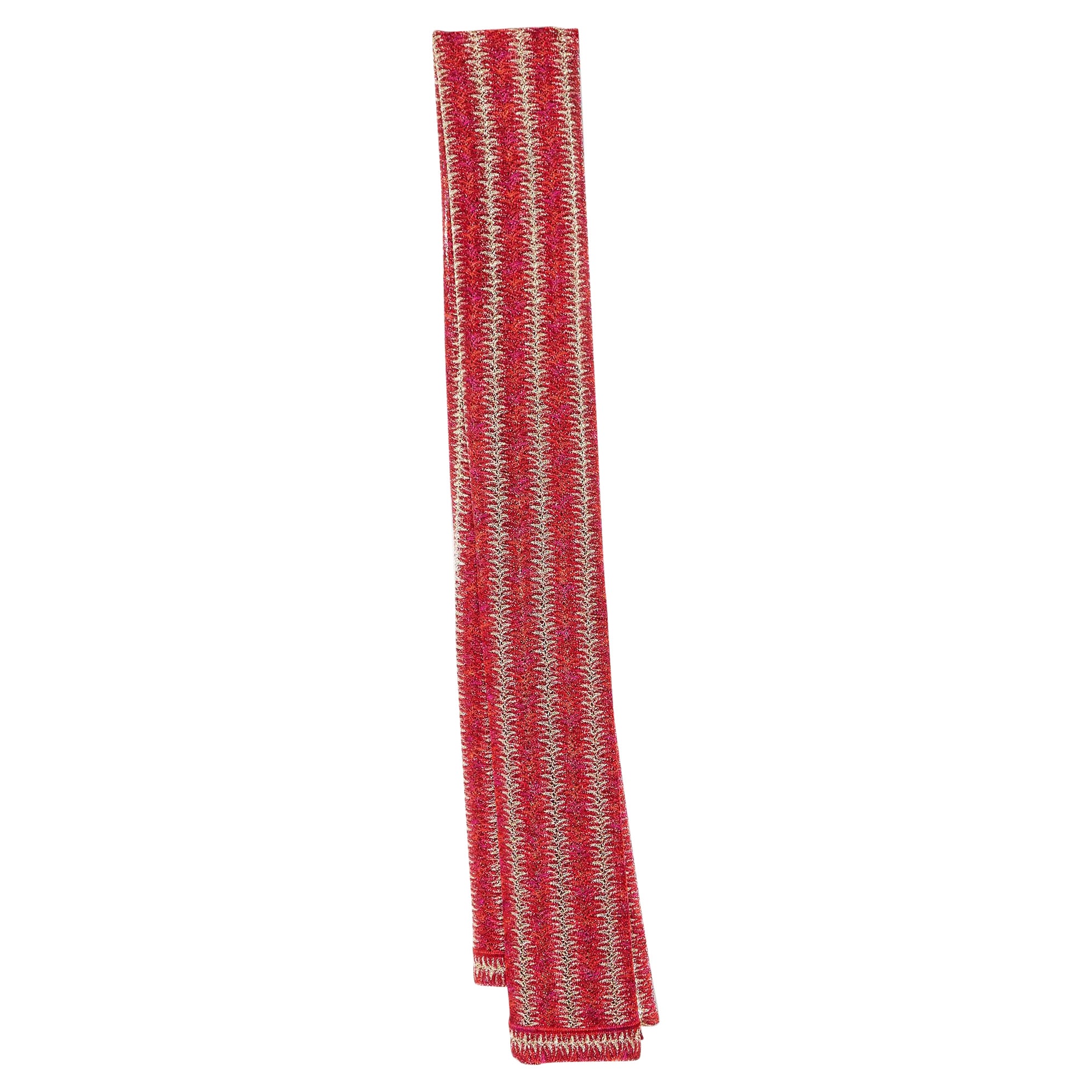 Missoni Rot/Rosa Strukturierte Lurex-Strickstola