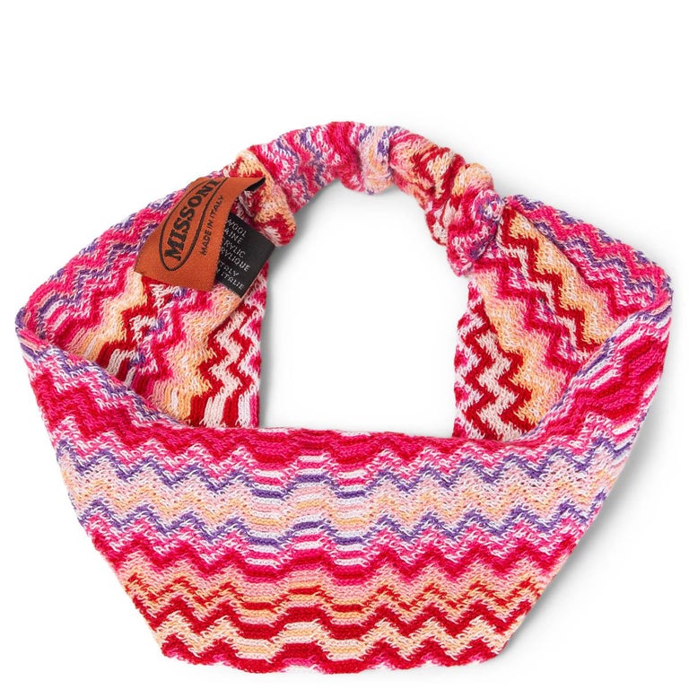 Missoni pink knit zig zag chevron pink multi color headband s-l400.jpg main image 3