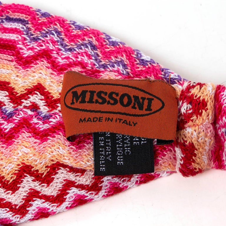 MISSONI red pink wool lend ZIG ZAG Headband One Size For  display picture 1