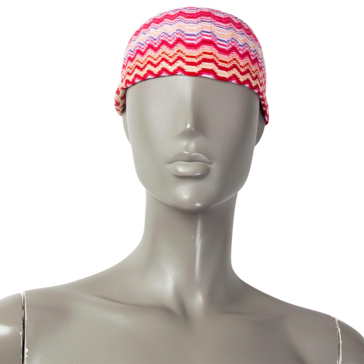 MISSONI ZIG ZAG Kopfband aus roter und rosa Wollmischung, Einheitsgröße im Angebot 1