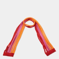 Missoni Red/Yellow Striped Cotton Knit Stole