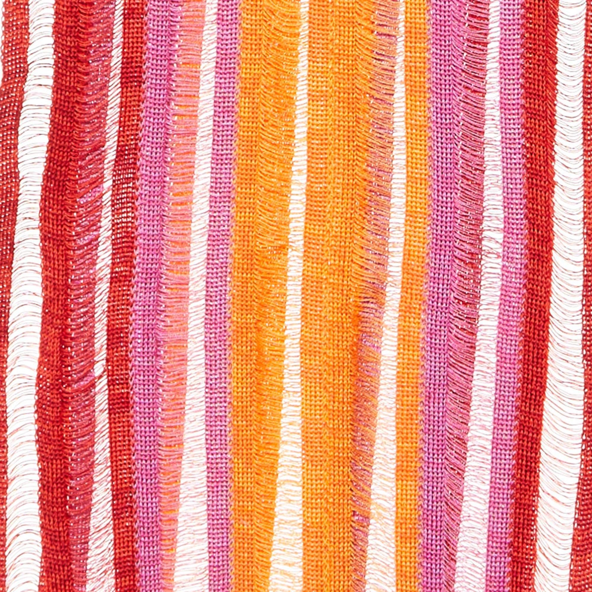 Rosa Stola in maglia di cotone a righe rosse e gialle di Missoni in vendita