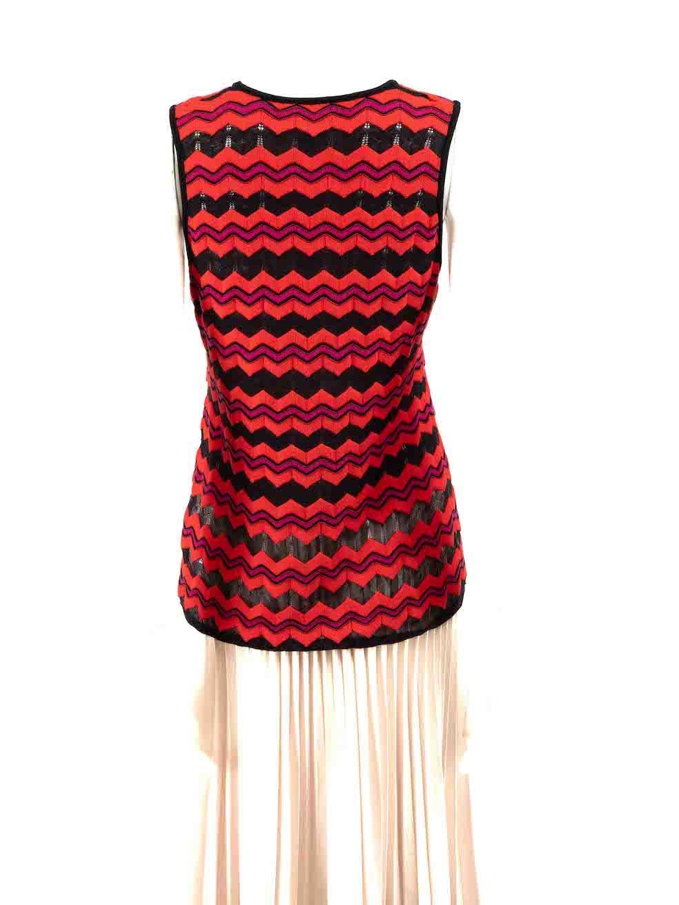 Missoni Red Zigzag Striped Knit Sleeveless Top Size L In Good Condition For Sale In London, GB