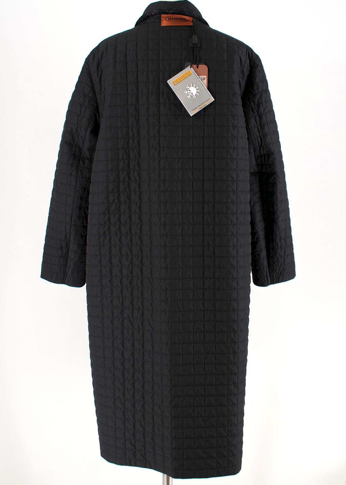 Missoni Reversible Black & Silver Knit Padded Coat 46 IT 6