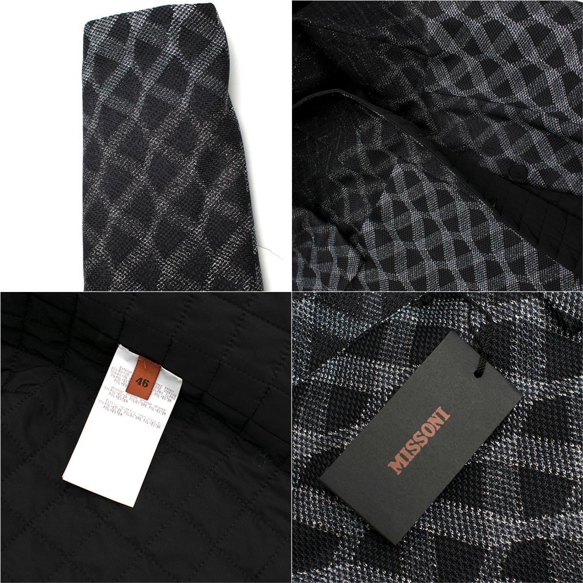 Missoni Reversible Black & Silver Knit Padded Coat 46 IT 1