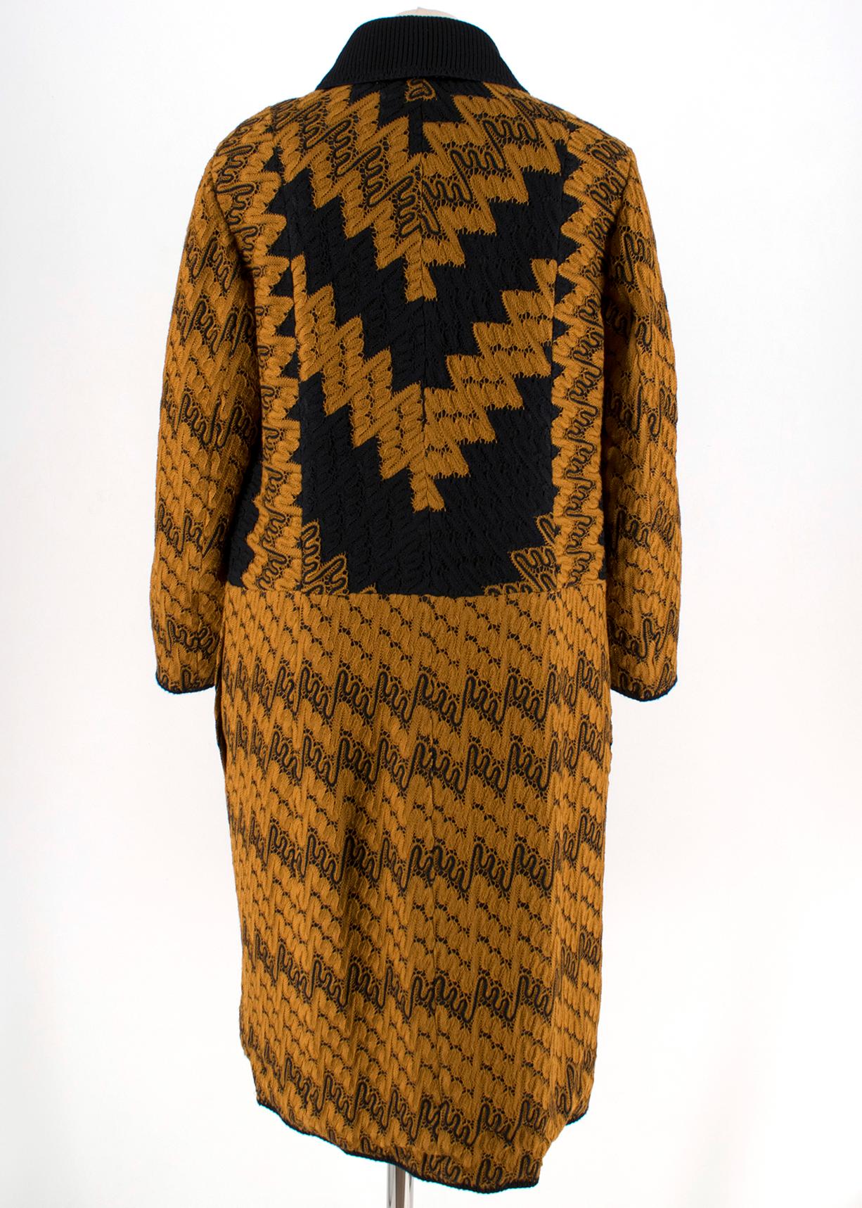 Black Missoni Reversible Crochet Knit & Satin Shell Coat IT 46