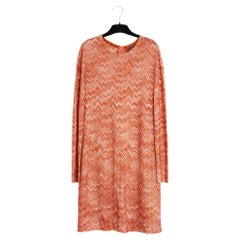 Missoni Robe FR38 Orange Intarsia Chevrons Dress UK10 US8