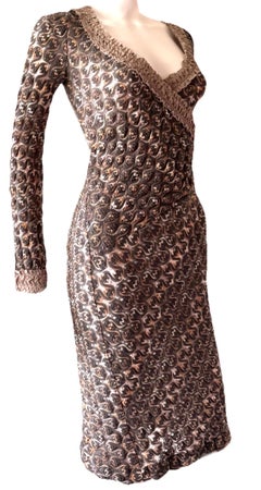 MISSONI Runway F/W 2007 ‘70s-Style Crochet Knit V-Neck Wrap Dress – IT 36/38