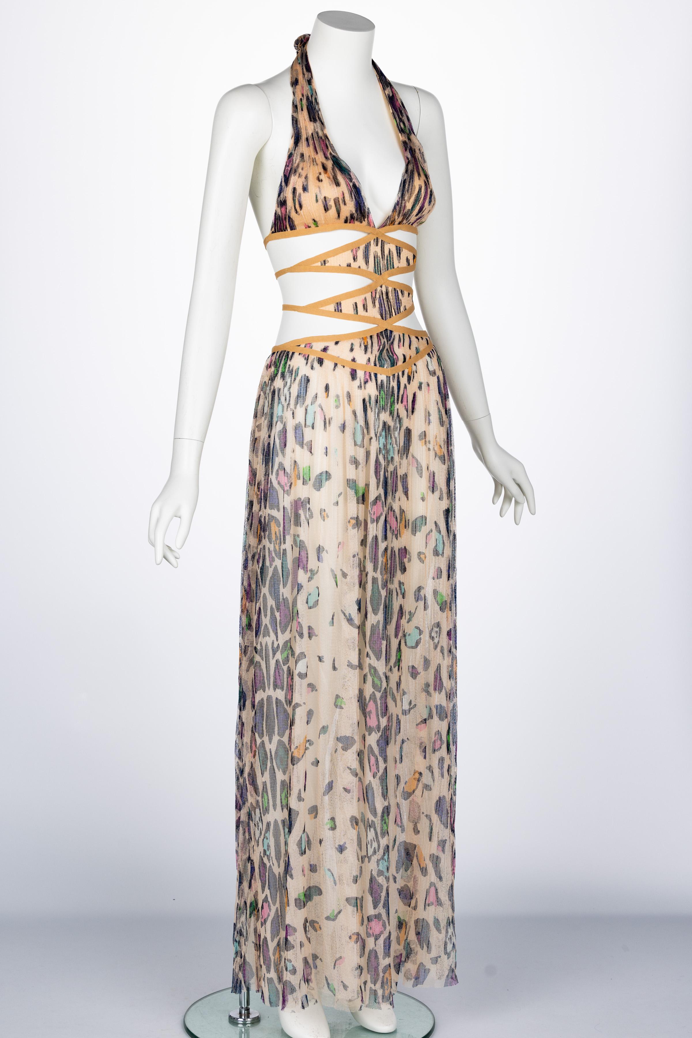 Missoni Runway Spring 2004 Leopard Cutout Open Back Maxi Dress In Excellent Condition In Boca Raton, FL