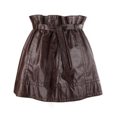 MISSONI Mini falda de línea A con cinturilla anudada de piel de canguro marrón rojizo