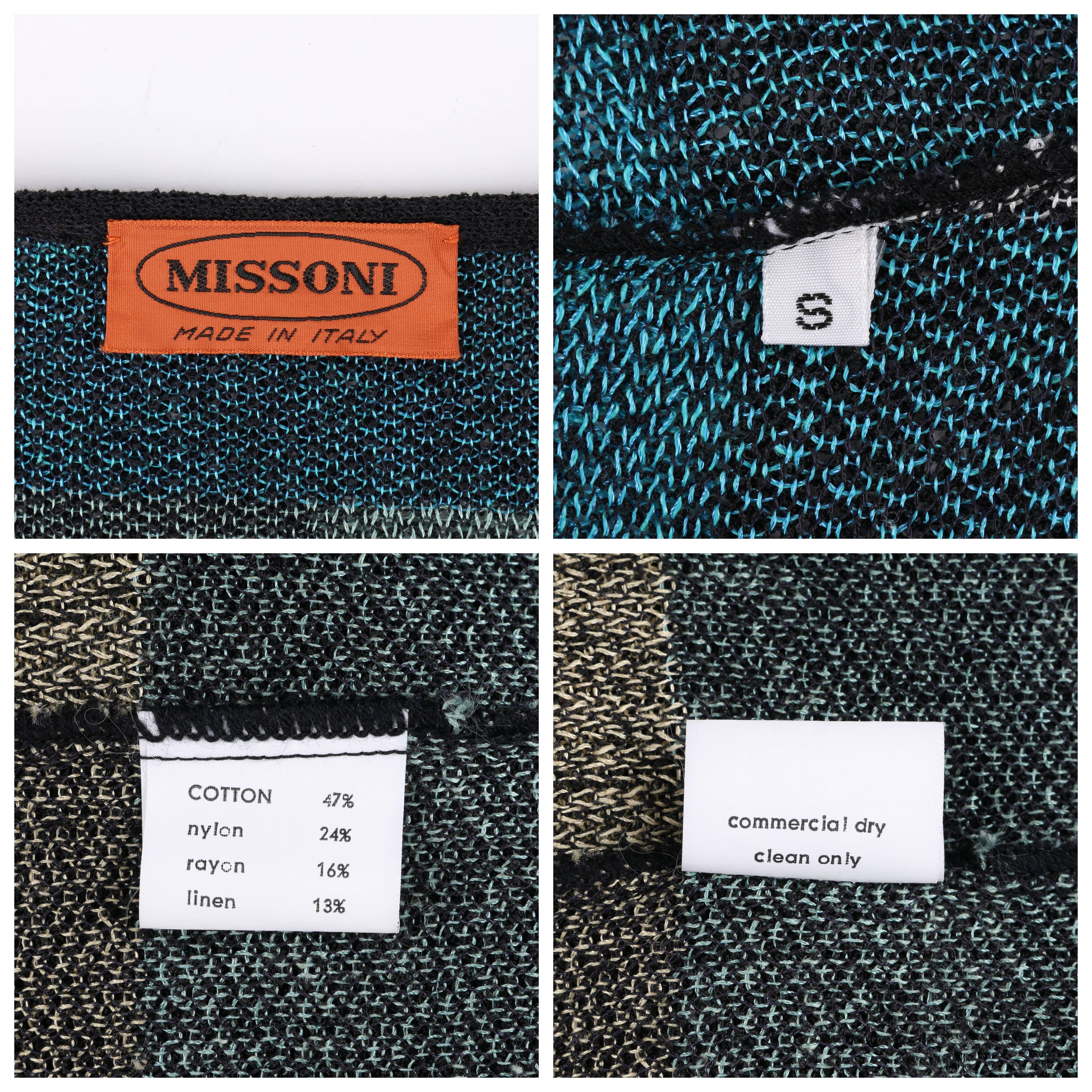MISSONI S/S 1984 Black Multicolor Square Pattern Knit V Neck Maxi Dress 3