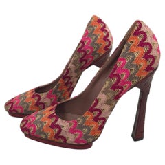 Missoni multicolor patterned cloth high heel shoes, y2k shoes