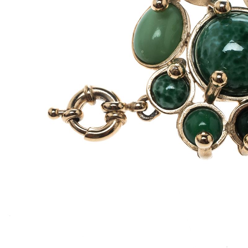 Contemporary Missoni Sea Green Asymmetrical Cabochon Gold Tone Bracelet