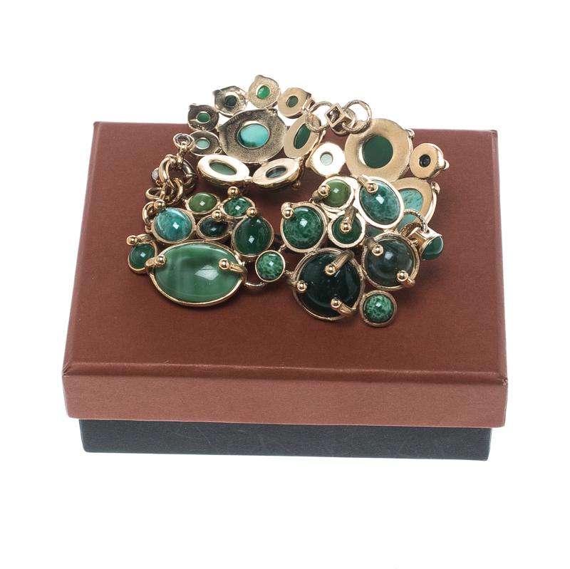 Women's Missoni Sea Green Asymmetrical Cabochon Gold Tone Bracelet