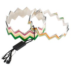 Missoni Set of Silvered Zig-Zag Bangle Bracelet with Multicolor Enamel