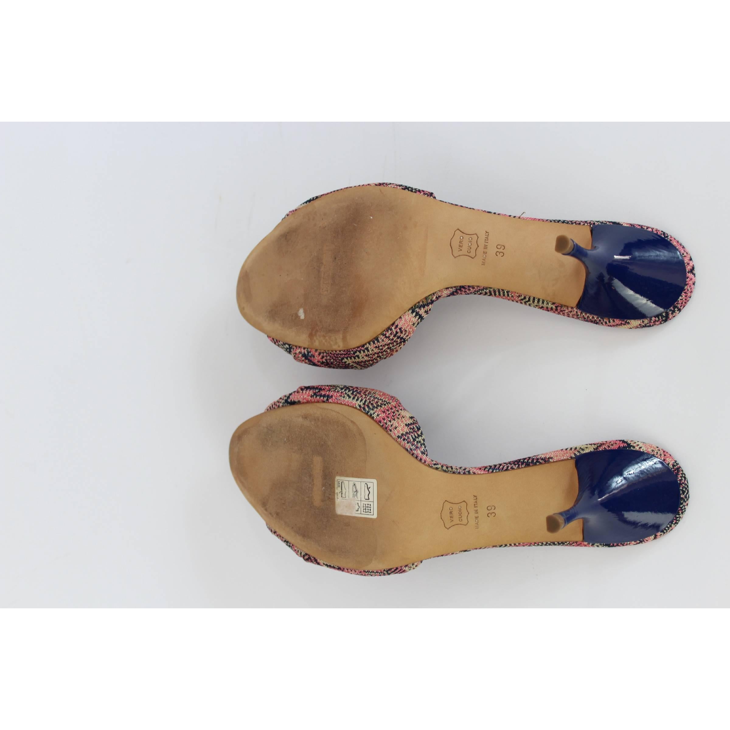 Women's Missoni Vintage Canvas Leather Pink Shoes Sandals 