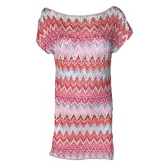 MISSONI Firma Chevron Túnica de Punto de Crochet Vestido Min M