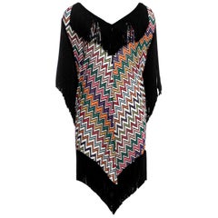 Missoni Signature Chevron Fringe Crochet Knit Dress Kaftan Cover Up