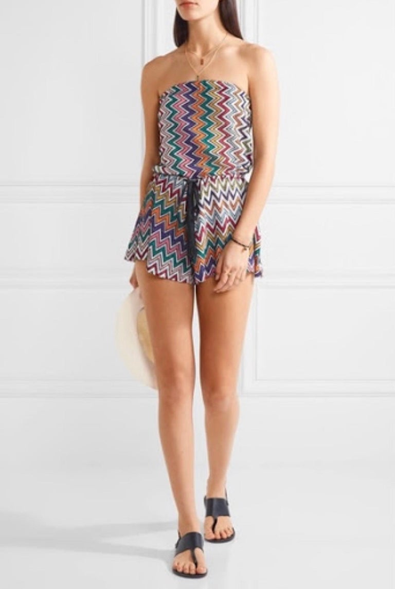 Missoni Signature Chevron Crochet Knit Bandeau Jumpsuit Playsuit Romper