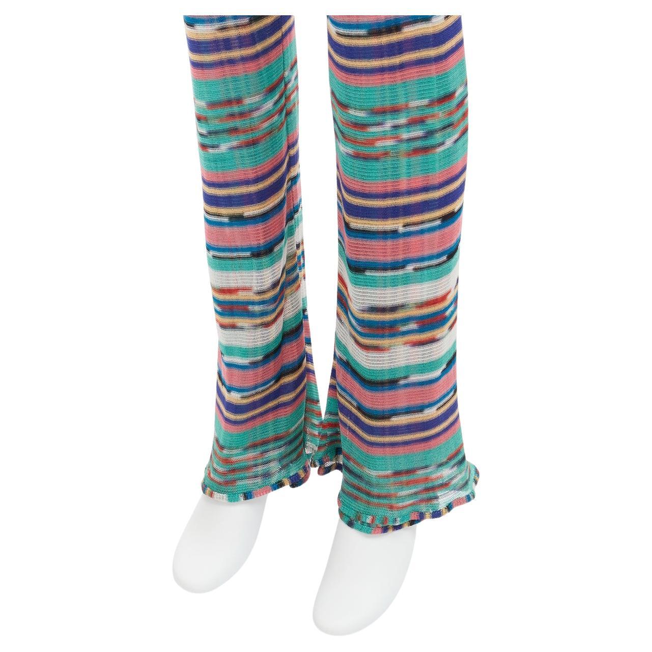 MISSONI Signature colorful psychedelic stripe high waisted  flared pants IT38 XS
Reference: TGAS/D00308
Brand: Missoni
Material: Rayon
Color: Multicolour
Pattern: Striped
Closure: Elasticated
Extra Details: Double layer fabric flatter the legs.
Made