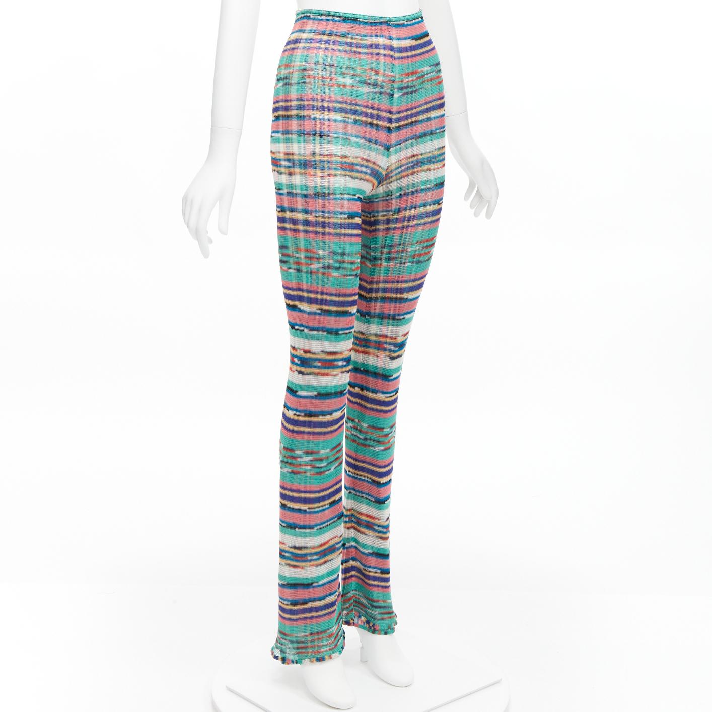 Gray MISSONI Signature colorful psychedelic stripe high waisted  flared pants IT38 XS For Sale