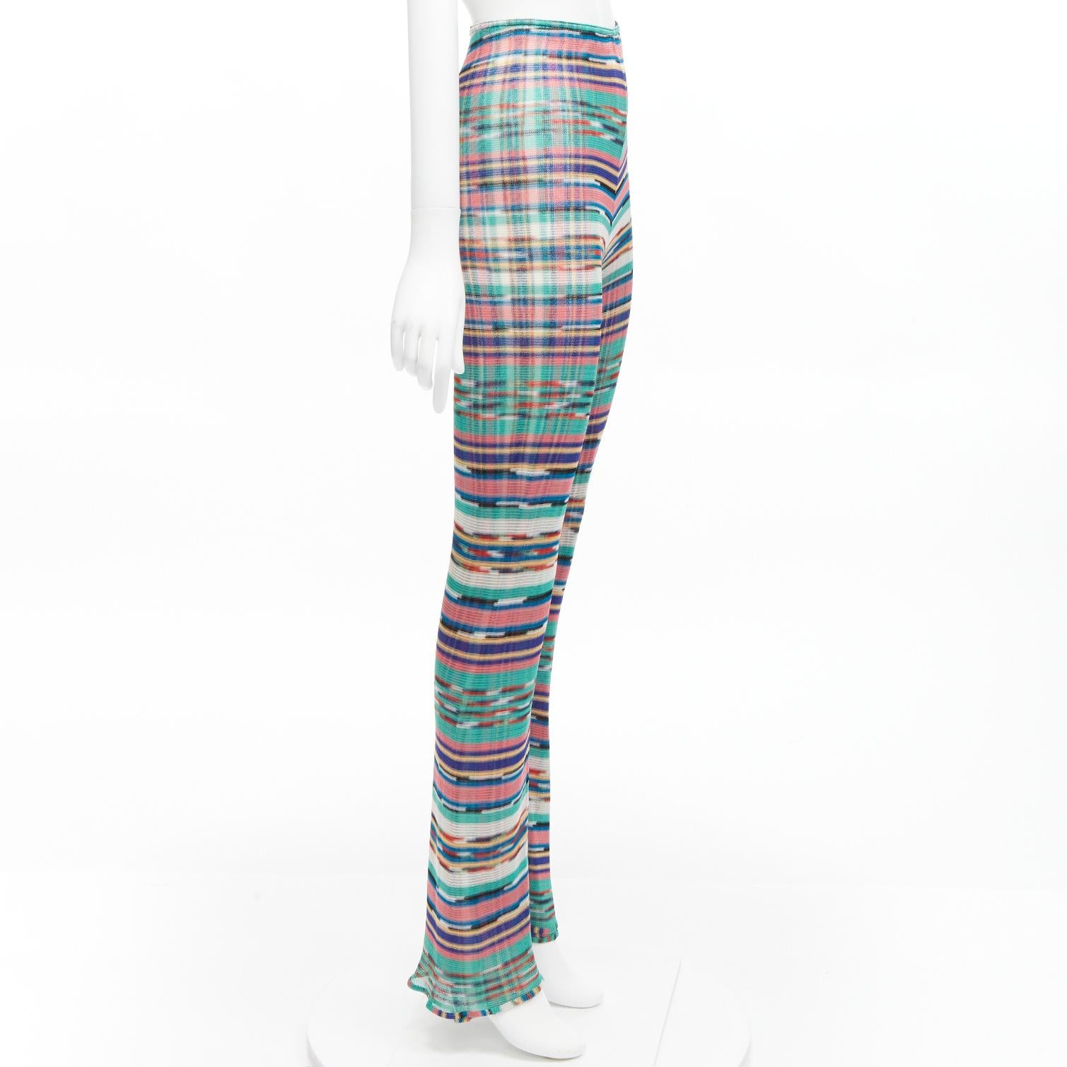 MISSONI Signature colorful psychedelic stripe high waisted  flared pants IT38 XS In Excellent Condition For Sale In Hong Kong, NT
