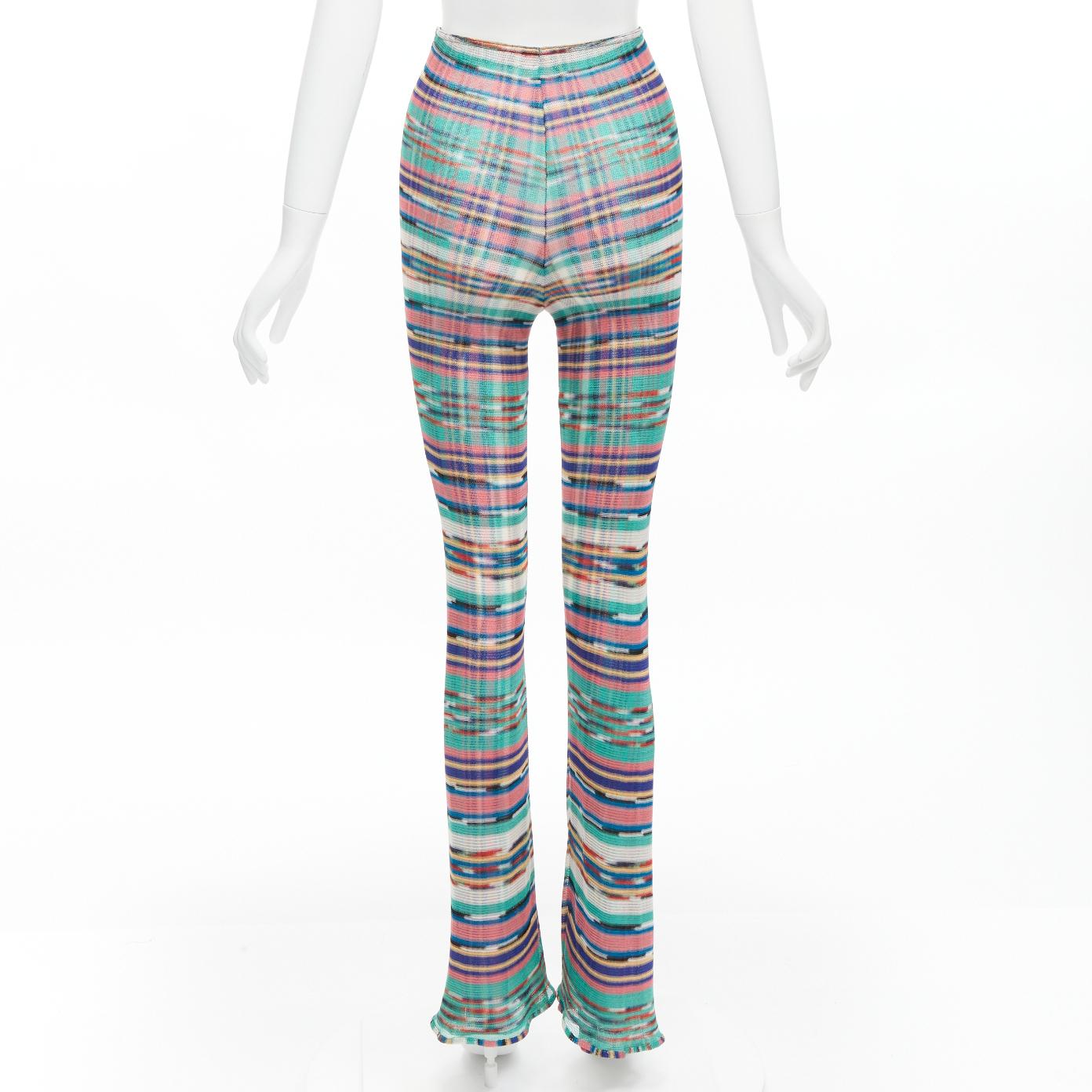 Women's MISSONI Signature colorful psychedelic stripe high waisted  flared pants IT38 XS For Sale