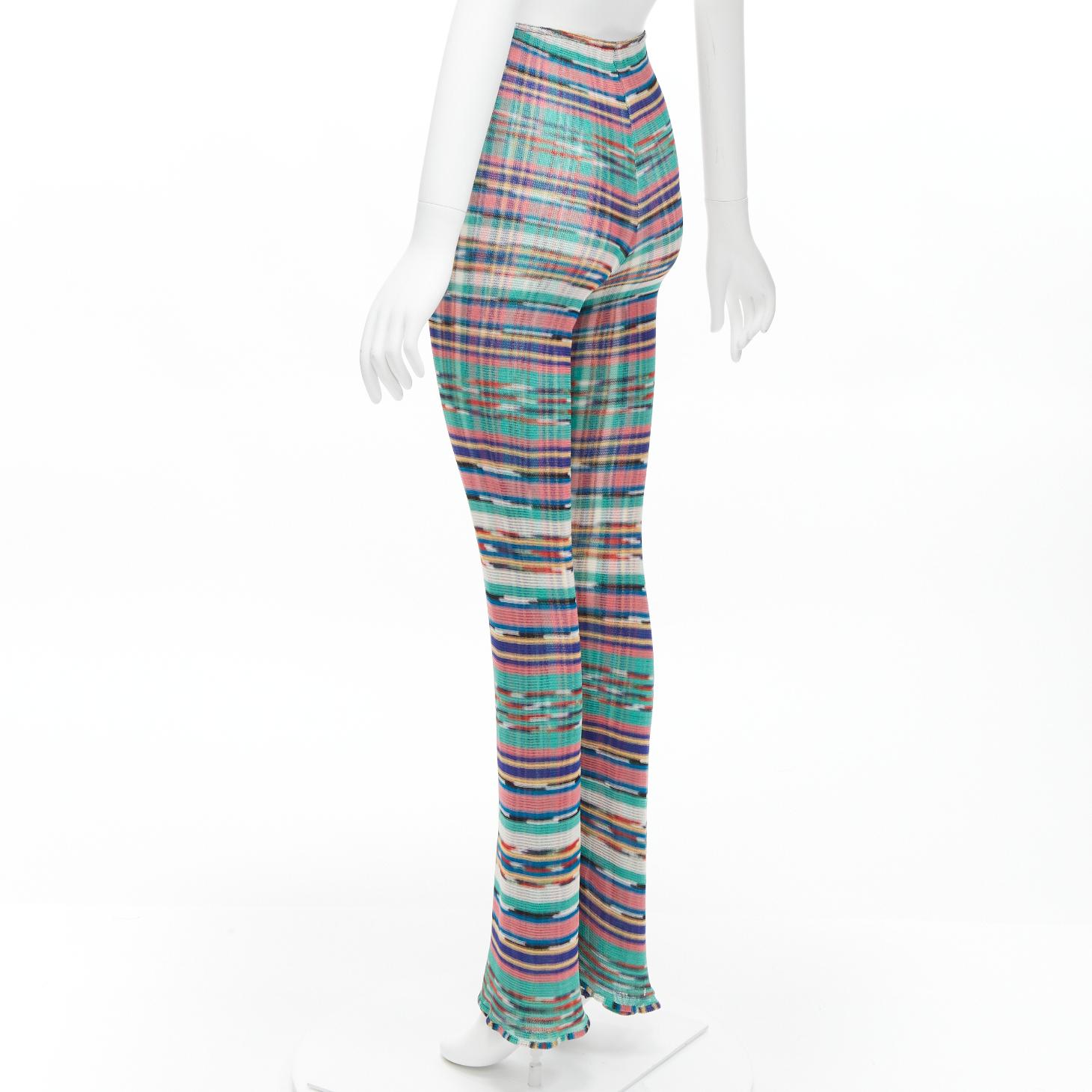 MISSONI Signature colorful psychedelic stripe high waisted  flared pants IT38 XS For Sale 1