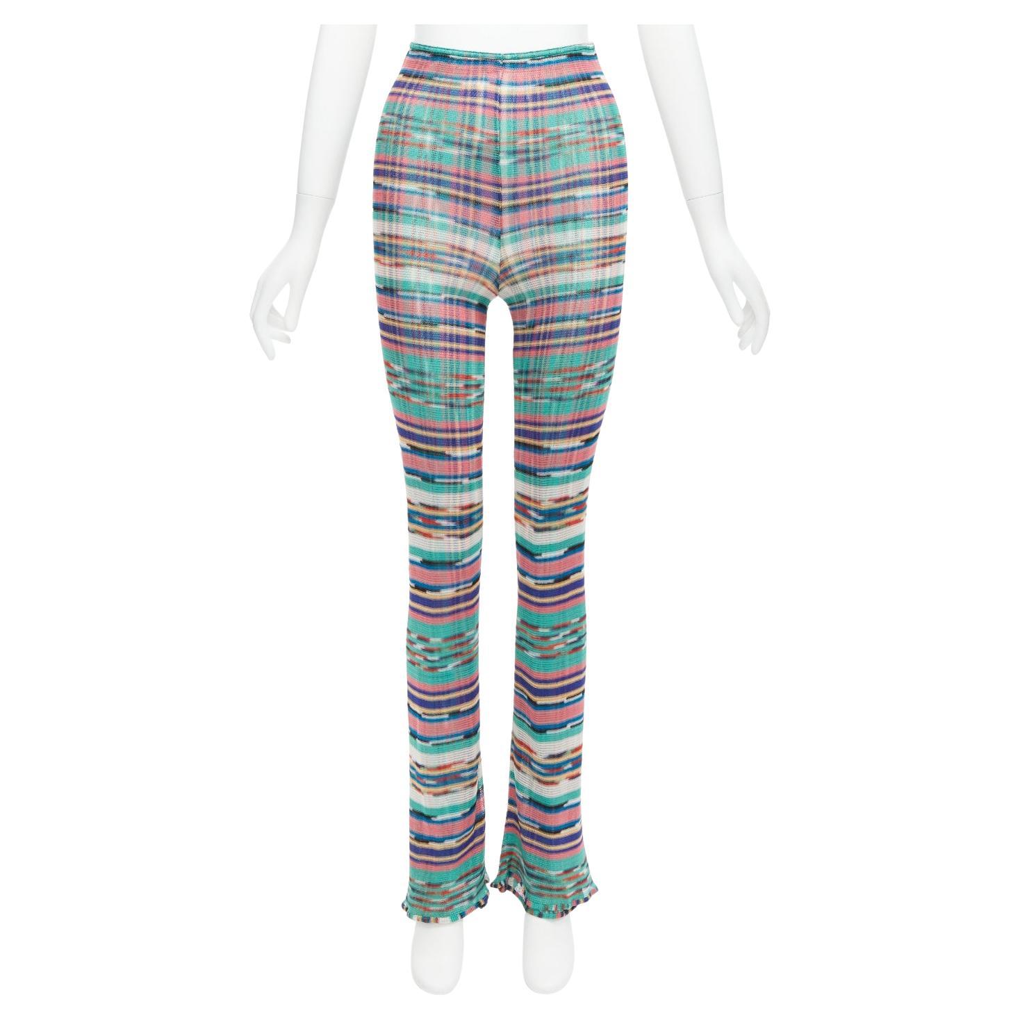 MISSONI Signature colorful psychedelic stripe high waisted  flared pants IT38 XS