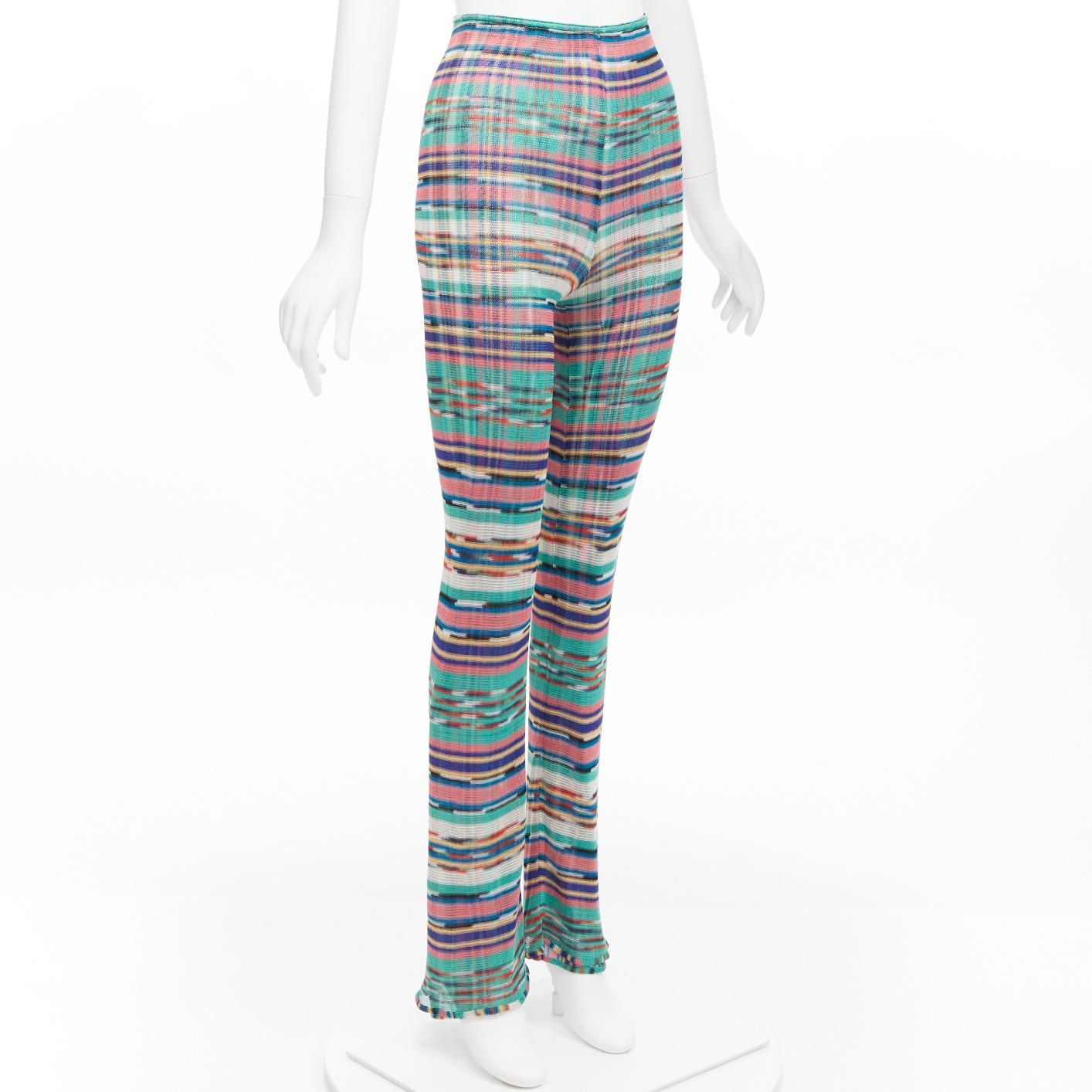 MISSONI Signature psychedelic stripe high waisted double layer pants IT38  In Excellent Condition For Sale In Hong Kong, NT