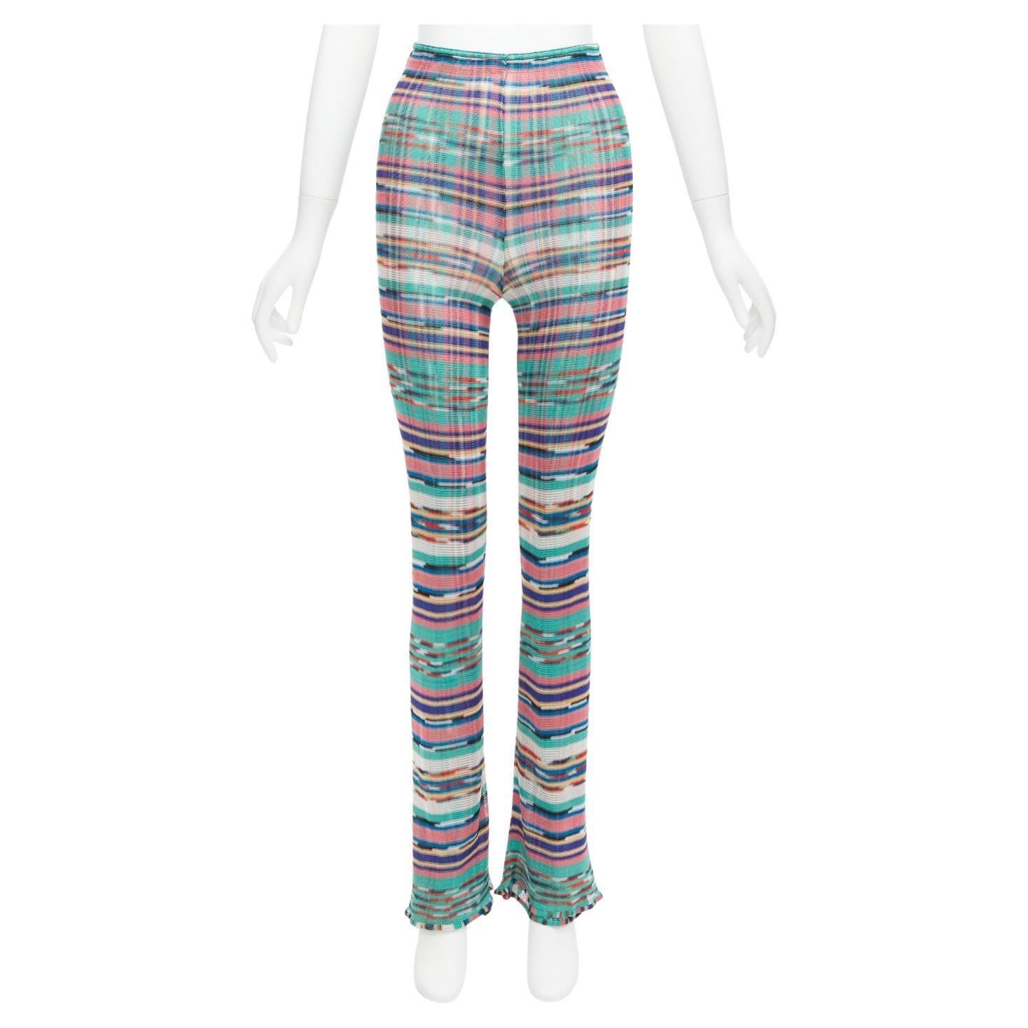 MISSONI Signature psychedelic stripe high waisted double layer pants IT38  For Sale