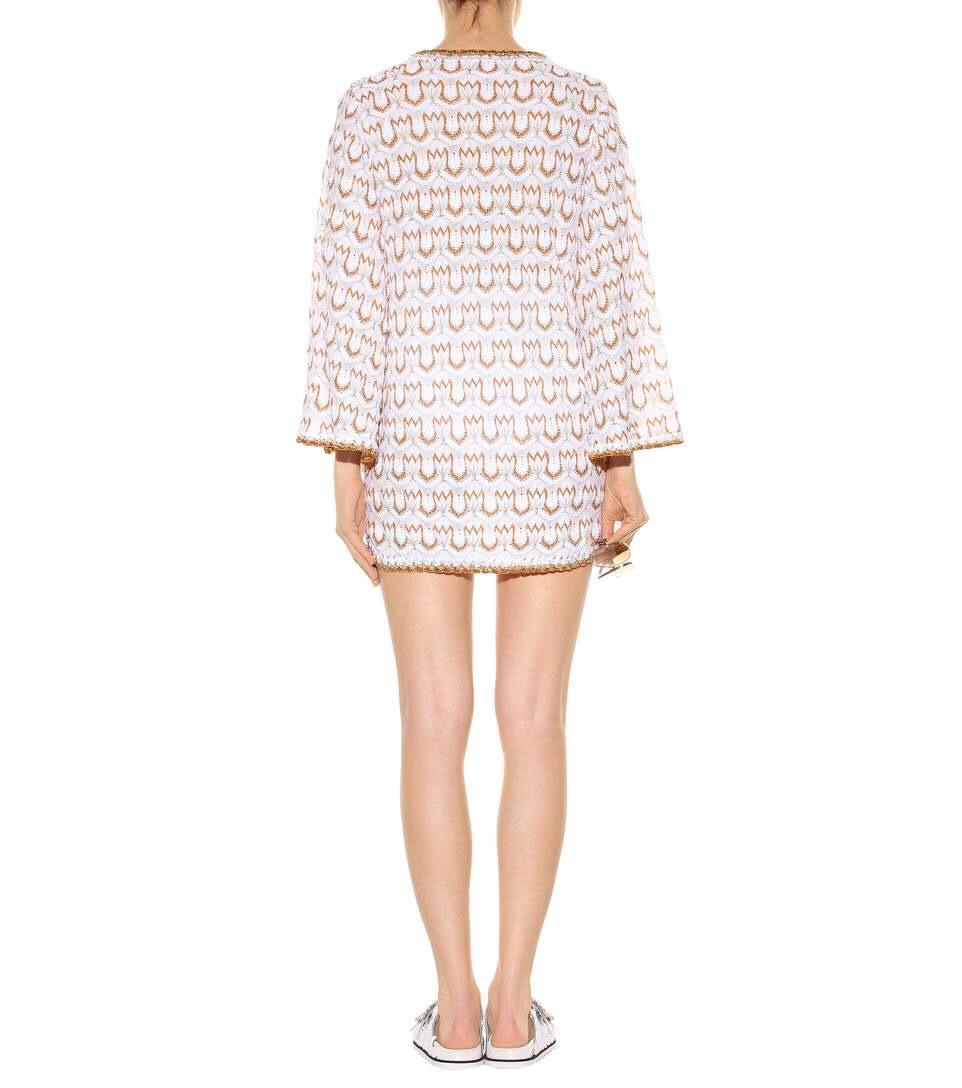 NEW Missoni Signature White and Gold Metallic Knit Dress Kaftan Cover