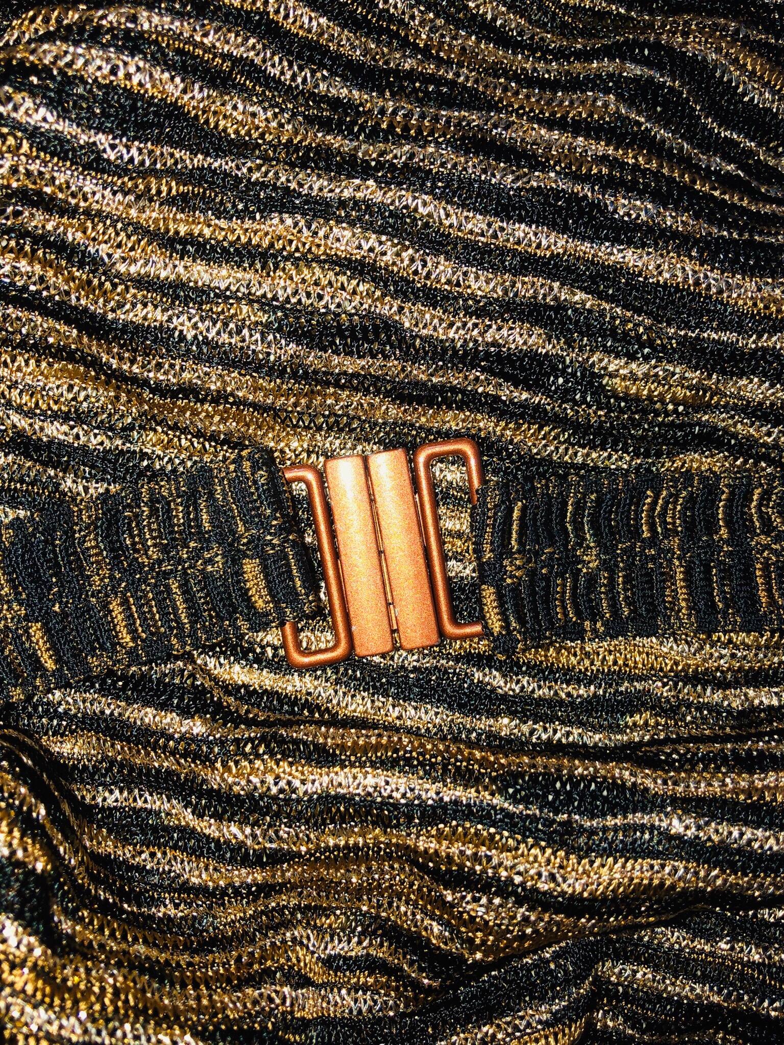 MISSONI Signature Chevron Metallic Crochet Knit Mini Dress with Belt 40 1