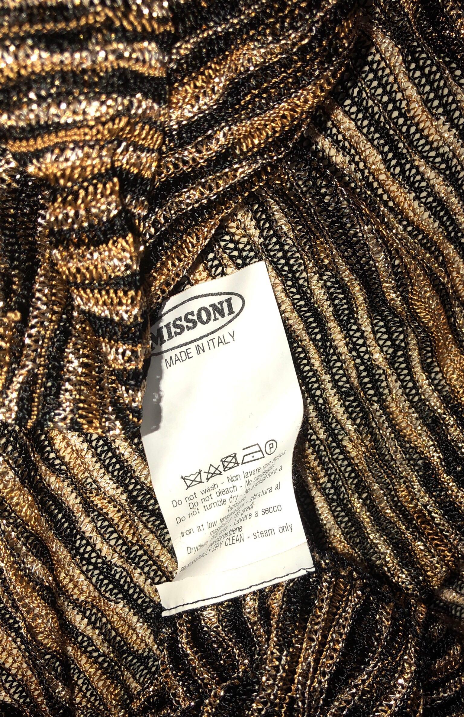 MISSONI Signature Chevron Metallic Crochet Knit Mini Dress with Belt 40 2
