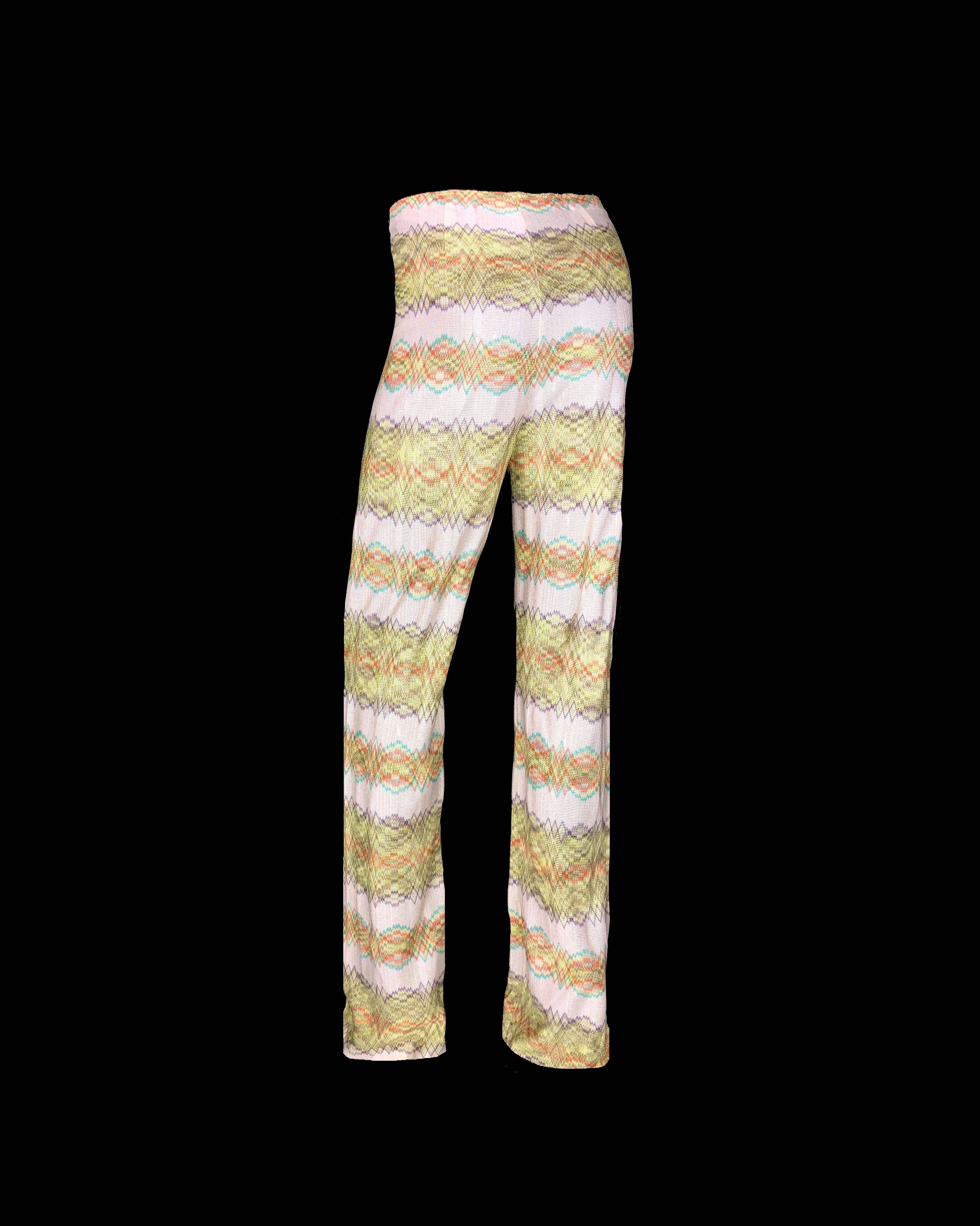 Missoni Signature Zigzag Crochet-Knit Wide Leg Palazzo Pants In Good Condition In Switzerland, CH
