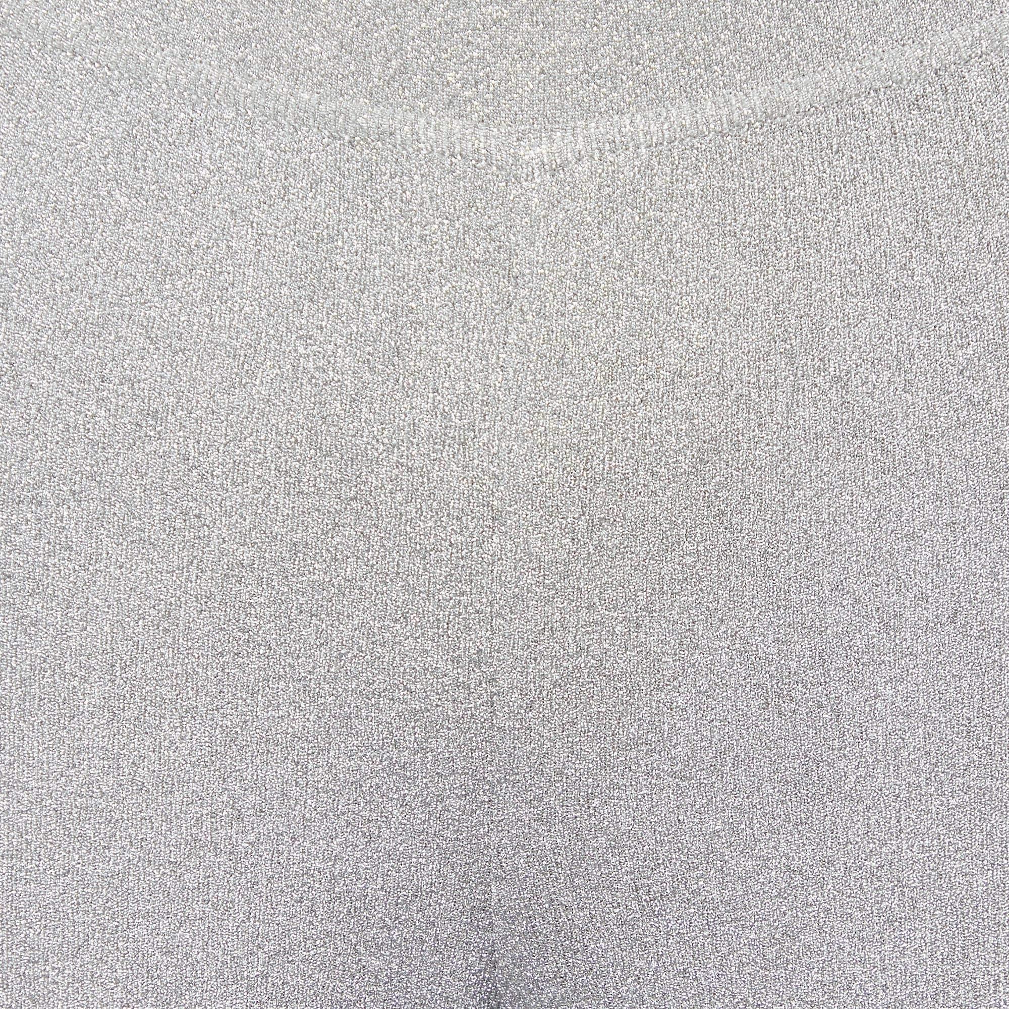 Missoni Silver Lurex Knit Straight Leg Pants M In Good Condition In Dubai, Al Qouz 2